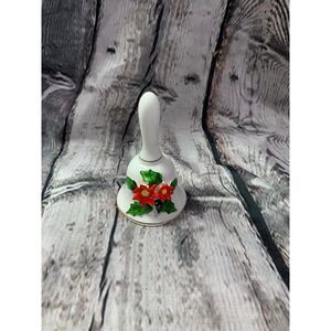 Enesco Treasure Masters Bone China 1978 Vntage Chistmas Poinsetta Decor Bell EUC